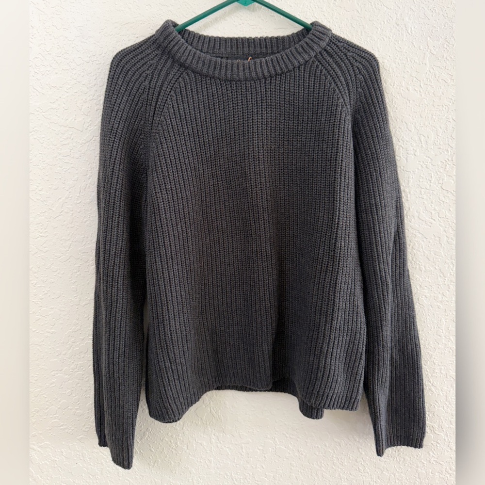 Quince Charcoal Ribbed Crewneck Sweater